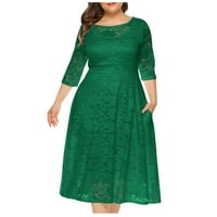 Ženske veličine šuplje džepove čipke Džepne haljine večernja haljina duga suknja zelena