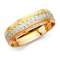 Jewels 14K Gold okrugli kubični cirkonijski žuti bijeli i ruža Tri kolor prstena Muška godišnjica vjenčanica
