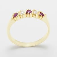 Britanci napravio 10k žuto zlato prirodno rubin i kultivirani biserni ženski prsten - veličine opcije