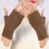 Pletene rukavice u paru, šuplje od pola prstiju rastezljivo debelo ugodno čuva topla čvrsta boja jeseni