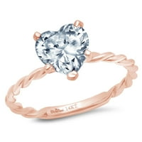 2. CT Sjajno srce Clear Simulirani dijamant 18k 18K ružičasto zlato Solitaire prsten sz 9.5