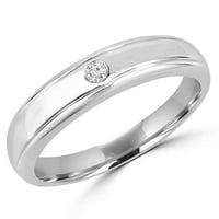 0. CT Comfort Fit Mens Diamond Accent Vjenčani prsten za vjenčanje u 14k bijelo zlato - Veličina 3,5