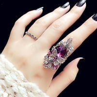 Modni nakit Retro Sapphire & Amethyst Inlay Leptir prsten veličine