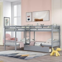 Baytocare Twin Lunk krevet u obliku slova L sa ladicama-sivom bojom