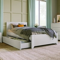 Off White Jednostavan stil Proizvodnja drva Twin Size krevet sa sivim drvenim naljepnicama za žito površine