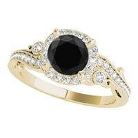 1. CT. Black Diamond zaručni prsten u 10K čvrstih ruža, bijelog i žutog zlata