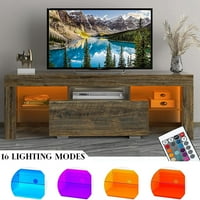 LED TV postolje za TV moderni TV postolje sa skladištem i staklenim policama Svjetla za promjenu boje