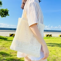 Ženska vintage izdubljena pletena torba ženska torba na ramenu torba ljetna torba za plažu, zelena