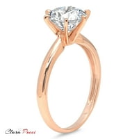 3. CT sjajan okrugli rez prozirni simulirani dijamant 18k ružičasto zlato pasijans prsten sz 3.5