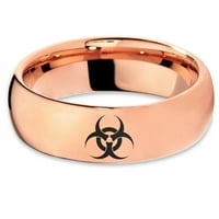 Volfram Bio je toksični otrovni simbol band prsten za muškarce za žene udobnost FIT 18K Rose Gold Dome