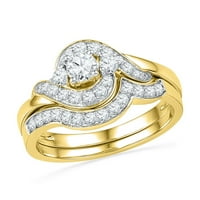 14k žuto zlato Ženo Prirodni okrugli dijamant Bridal Vjenčani prsten za venčanje Veličina - 10