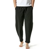 Edvintorg muške pamučne posteljine labave ležerne hlače Muške lagane elastične hlače za struku Yoga
