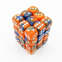 Plave i narančaste Blizanci kockice sa bijelim pitovima D Chessex