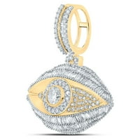 Dijamantna ponuda 10KT Žuta zlatna muška baguette Diamond Eye Charm Privjesak CTTW