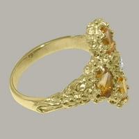 Britanci napravio 18k žuto zlatni kubični cirkonijski i citrinski ženski zaručni prsten - Opcije veličine