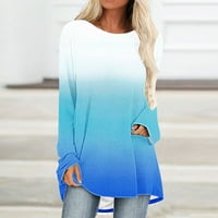 USMIXI FALD Modni vučni pulover Tund-duljine tunike za žene plus veličina modna crewneck džemper bluze