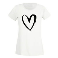 Ženski ljetni vrhovi Cleancer Heart Ispiši s kratkim rukavom majica casual bluza bijela 14