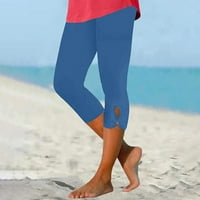 Ljetne pantalone za jesen za žene, ženska modna ženska ljetna visoka struka čvrsta boja Capris Odgovarajući