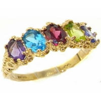 Britanci napravio je 10k žuto zlato prirodno multi dragulje žene Womens Eternity prsten - Opcije veličine