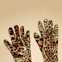 Proljeće Jesenske žene Velvet duge rukavice sa leopardom Print uzorak večere Rukavice za haljine Elastične