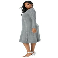 Roaman's Women's Plus size ukrašeni fit-and-flare haljina dugih rukava džemper plete
