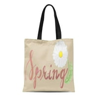 Platno tota torba Daisy Beige Spring Reusable torbica za torba na rame Trgovinske vrećice