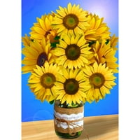 Amerika Forever Sunflower Buket Ljeto Kuća Flag Fall Burst Yellow Floral Mason Jar cvijet Dvostrano