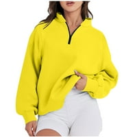 Yubatuo ženska casual moda dugi rukav čvrsta boja Zip dukserirt Top dukserice za žene žuti xl