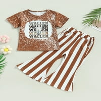 Qinghua Western Toddler Baby Girls Ljetna odjeća Majica s kratkim rukavima Torp vrhunske pantalone