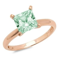 1. CT briljantna princeza Clear Simulirani dijamant 18k Rose Gold Solitaire prsten SZ 5