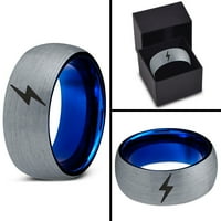 Tungsten Flash Thunder Munja vijak prsten za muškarce Žene Udobne cipele Plava kupola brušena siva polirana