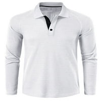 Paille muns bluza dugih rukava na dugim rukavima vafle polo majice Redovna fit radna majica bijeli xl