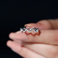 Prirodni dijamantski prsten za vječnost, zig zag prsten za žene - Hi-si kvaliteta, srebrna, SAD 8.50