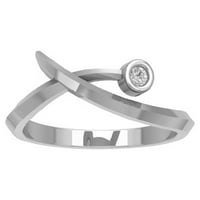 Araiya Sterling Silver Diamond Bypass Band prsten, Veličina 5.5