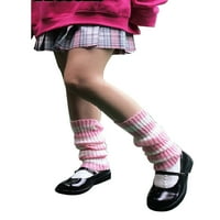 JKERTHER DJEČJA Djevojke zagrijavajuća nogu toplije, prugaste duge cijevi pletene čarape za nogu za