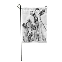 Goveda dvije krave crno-bijelo skiciranje goveđeg stada vrtna zastava ukrasna zastava kuće baner