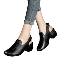 Ženski peep toe Chunky naslonjena peta Ankle Sandal New Ljeto Retro guste potpetice Ženske cipele Udobna