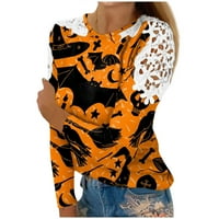 Apepal ženska modna košulja za košulju Halloween Howlow dugih rukava sa okruglim vratom opuštena gornja