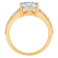 2. CT briljantna princeza Clear Simulirani dijamant 18k žuti zlatni pasijans sa Accentima prsten sz