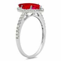 2.38ct markise rezan crveni simulirani rubin 18k bijeli godišnjica zlata Angažovanje halo prstena veličine