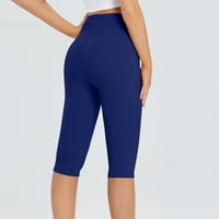 Capri gamaše za žene plus veličine visokog struka Čvrsta boja Dužina koljena vježbajte joga hlače sa