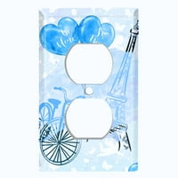 Poklopac ploče za metalno svjetlo Romantični Pariz Eiffelov kula Pismo bicikla Plavi PRS016