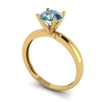 CT sjajan okrugli rez CLEAR simulirani dijamant 18k žuti zlatni pasijans prsten sz 9.25
