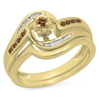 DazzlingRock kolekcija 0. Carat 10K šampanjca i bijeli dijamantni zaručni prsten za angažman CT, žuto