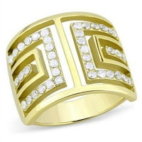 Luxe nakit dizajnira ženski zlatni jonski prsten od nehrđajućeg čelika sa kubnim cirkonijom - veličina