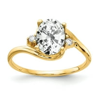 14k žuto zlato 8x ovalna kubična cirkonija vs pravi dijamantni prsten