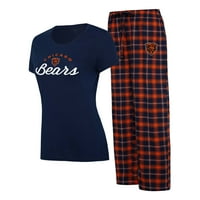 Ženski pojmovi Sport mornarica Narandža Chicago Bears Arctic Majica i flanelne hlače za spavanje