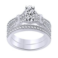 Bijeli prirodni dijamantski halo vintage stil band prsten u 14k bijelo zlato