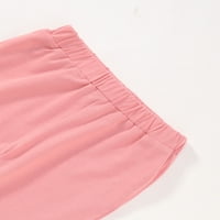 Djevojke za djecu Outfits s dugih rukava Pismo Ispis Hoodie Top + elastične hlače Set 12-mjeseci, ružičasti