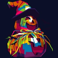 Šareni Halloween bundeve juniori Crni grafički tee - Dizajn od strane ljudi 2xl
